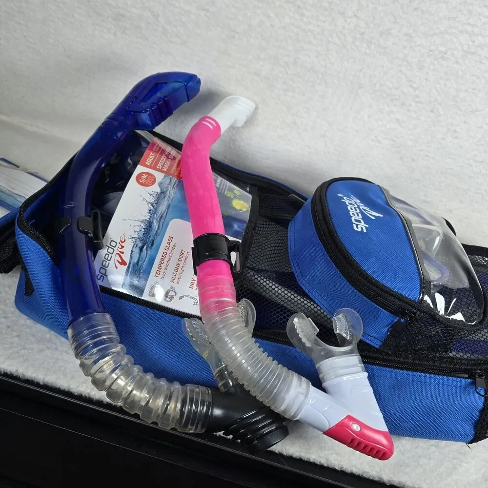 Speedo Dive Snorkel Set (Fins, Mask and Snorkel) Adult S/M Used excellent